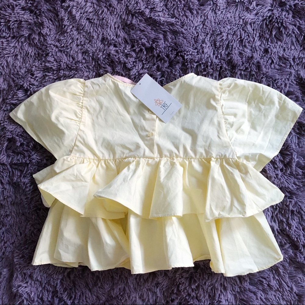 Zara Yellow Ruffle Crop Top - Picture 5 of 8